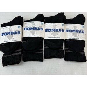 Bombas Black Crew Calf Socks Size Small Lot of 4 with Honeycomb Arch Support New